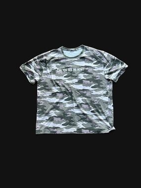 ✨Y2K Camouflage T-shirt with the words 'CAN YOU SEE ME NOW?'✨